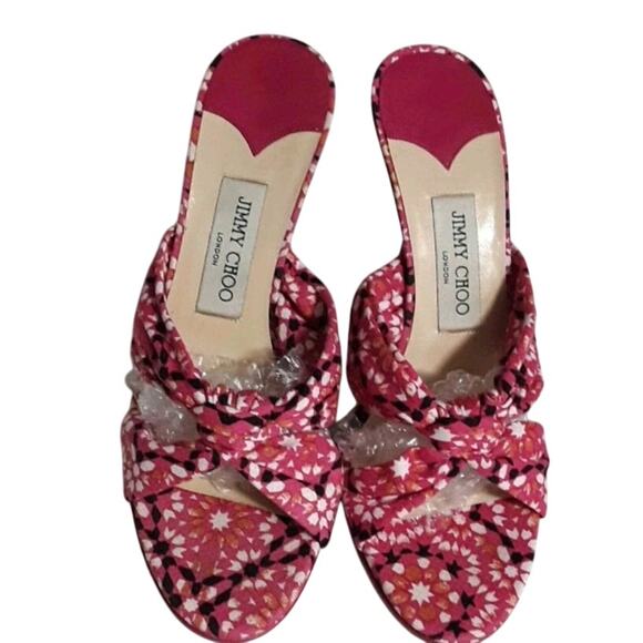 Jimmy Choo Sz 38.5 (8 - 8.5 US)  Magenta Pink Wedge Heel Sandals EUC - Picture 4 of 12